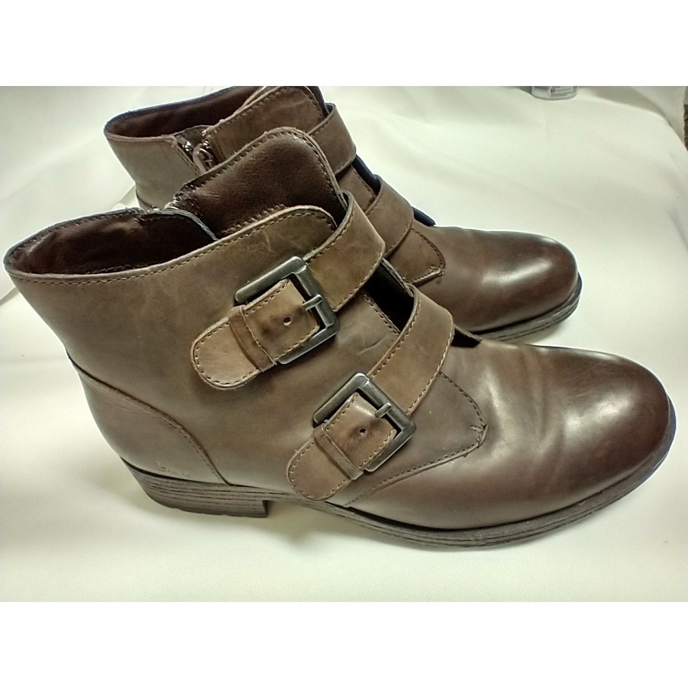 b.ø.c Børn Concept Women's  Side Zip, Low  Heeled Ankle Boots‎ Brown Leather 8M
